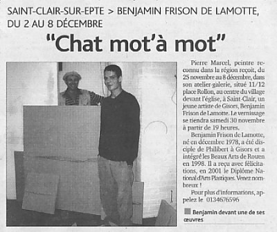 L'Impartial : Saint-Clair-Sur-Epte > Benjamin Frizon De Lamotte/du 2 au 8 Decembre/
