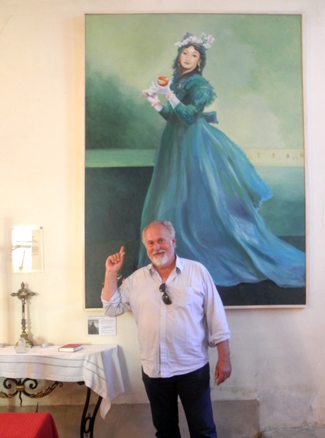 "La dame au gant" 1869  Carolus-Duran Copie, transformations pommes 2011 par  Christine B�thune, Bernouville, 27