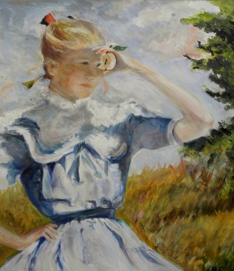 Copie, �tude, interpr�tation 2014 du tableau ELEONOR de Frank W Benson par Marie-Christine Carembar, Authevernes