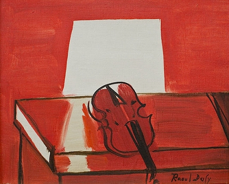 Copie, interpr�tation par Genevi�ve Daupley 2014 de "Le violon rouge" de Raoul Dufy 1949