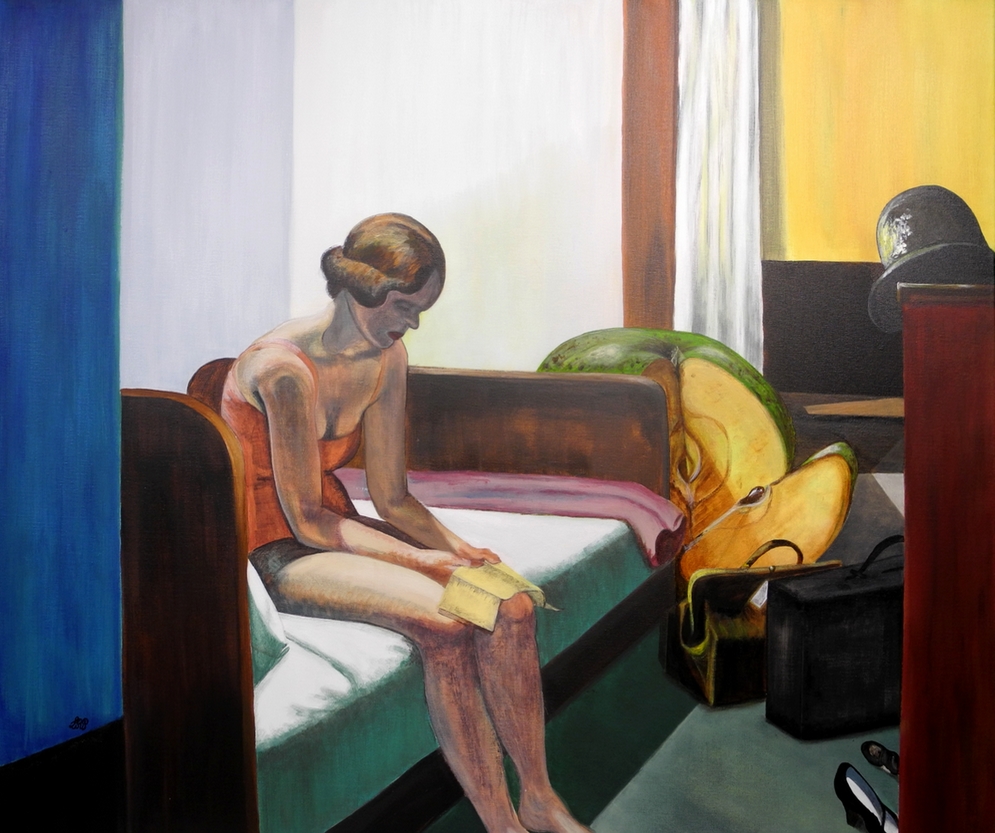 Hotel Room  1931  Edward Hopper par Lydie Rousseau-Porchez (Breuil  Saint Clair sur Epte) en 2015  la pomme