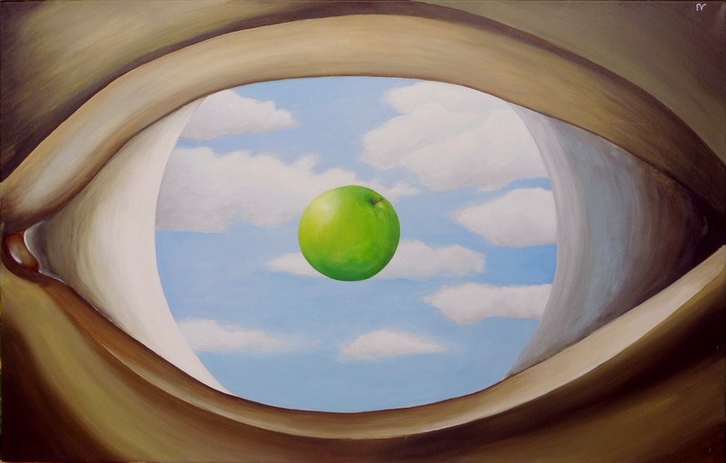  ��Faux miroir�� Ren� Magritte, 1928.  Copie, interpr�tation 2013 par Fran�ois Vannier Genainville  95420 Val d�Oise Atelier du pommier des jeudis soirs
