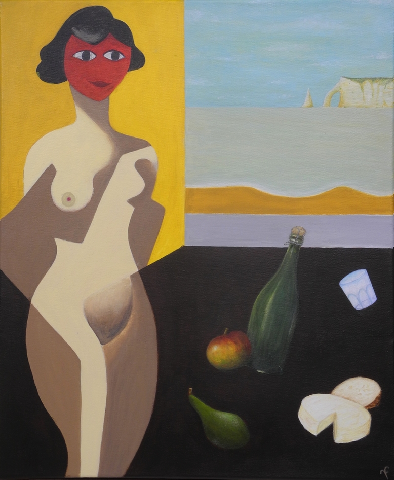 "Le mod�le", 1922, huile sur toile  65 x 54 cm  Ren� Magritte. Copie, interpr�tation 2010  par Fran�ois Vannier Genainville  95420 Val d�Oise Atelier du pommier des jeudis soirs