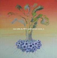 DSCN0574.JPG Botte de radis de La FIFA, peinture Pierre Marcel sur l'actualit� mondiale juin 2014, la coupe du monde du football au Br�sil