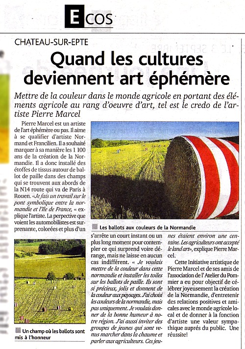 Le D�mocrate Vernonnais. Hebdomadaire normand, page 27 ECOS Ch�teau-sur-Epte Quand les cultures deviennent art �ph�m�re Mettre de la couleur dans le monde agricole ...
